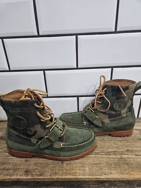 Ralph Lauren Camouflage Canvas Patch Detail in Green and Brown